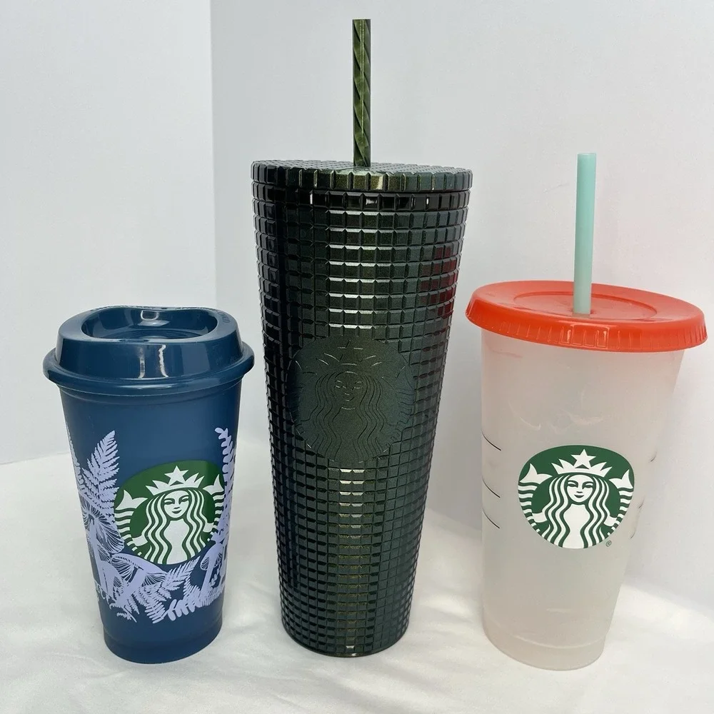 Starbucks Cup Lot Winter Green Grid Tumbler Color Change Confetti Blue Mushrooms